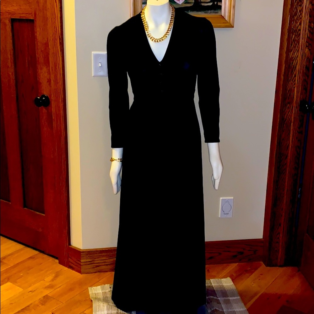 1970s Butte Knit black long sleeved maxi dress 4